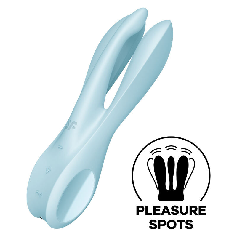 Estimulador Clitoriano Usb Vibração Satisfyer Threesome 1 Azul