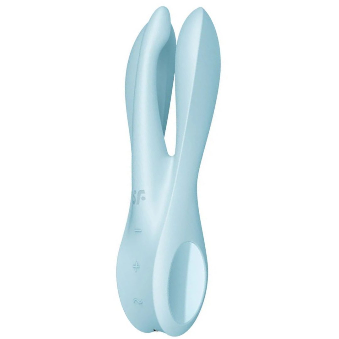 Estimulador Clitoriano Usb Vibração Satisfyer Threesome 1 Azul