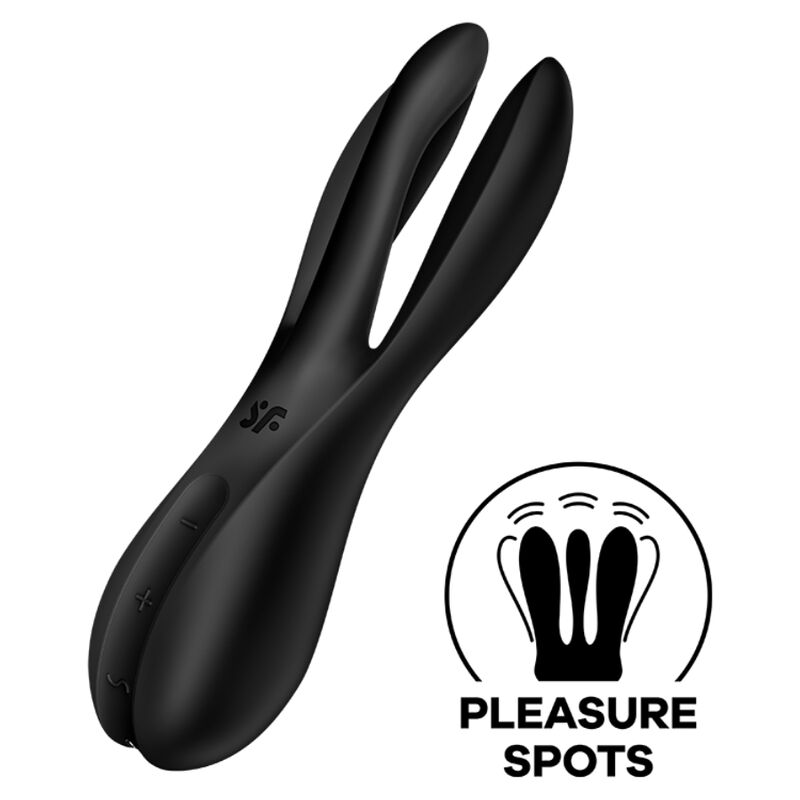 Estimulador Clitoriano Usb Vibração Satisfyer Threesome 2 Preto