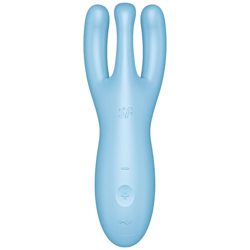 Estimulador Clitoriano Usb Vibração Satisfyer Threesome 4 Azul Controlo Remoto App