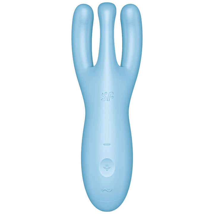 Estimulador Clitoriano Usb Vibração Satisfyer Threesome 4 Azul Controlo Remoto App