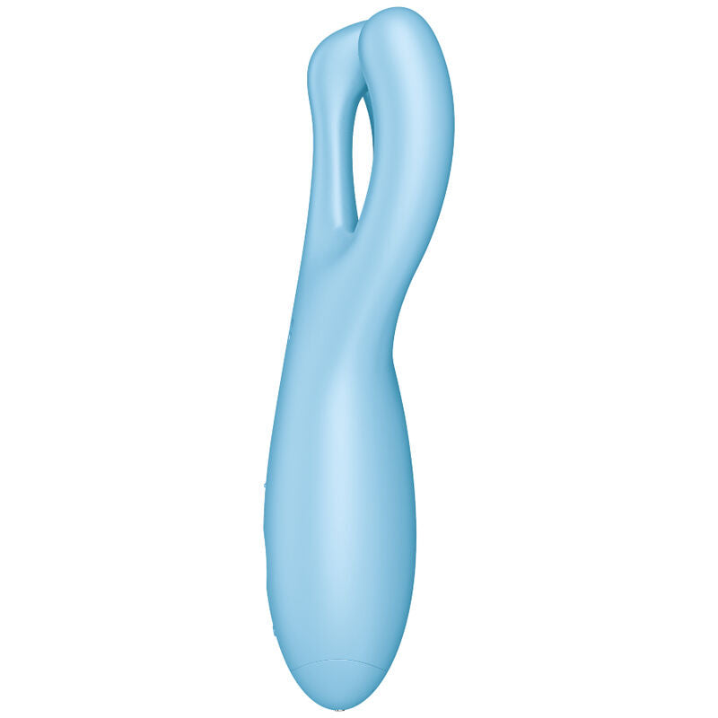 Estimulador Clitoriano Usb Vibração Satisfyer Threesome 4 Azul Controlo Remoto App