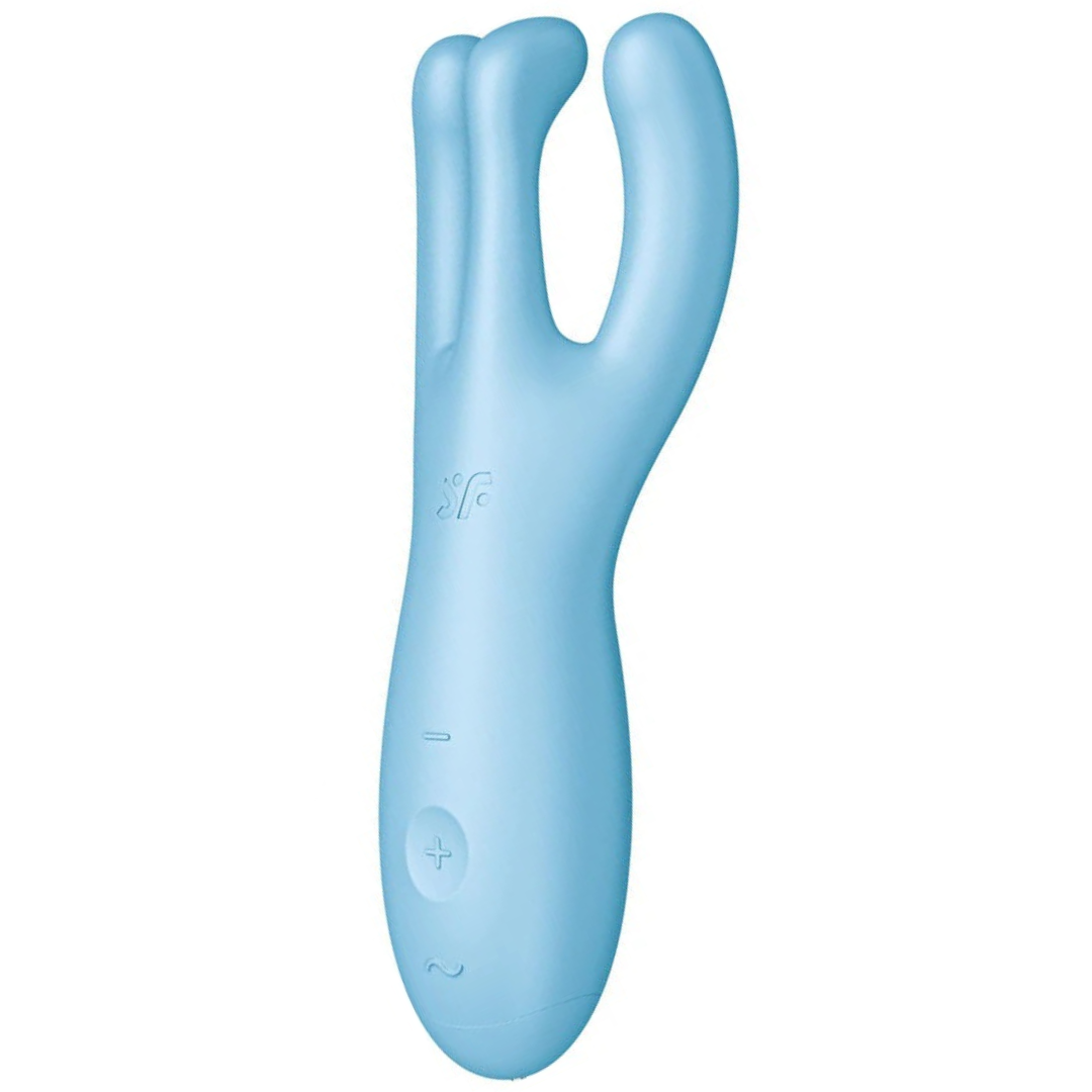 Estimulador Clitoriano Usb Vibração Satisfyer Threesome 4 Azul Controlo Remoto App