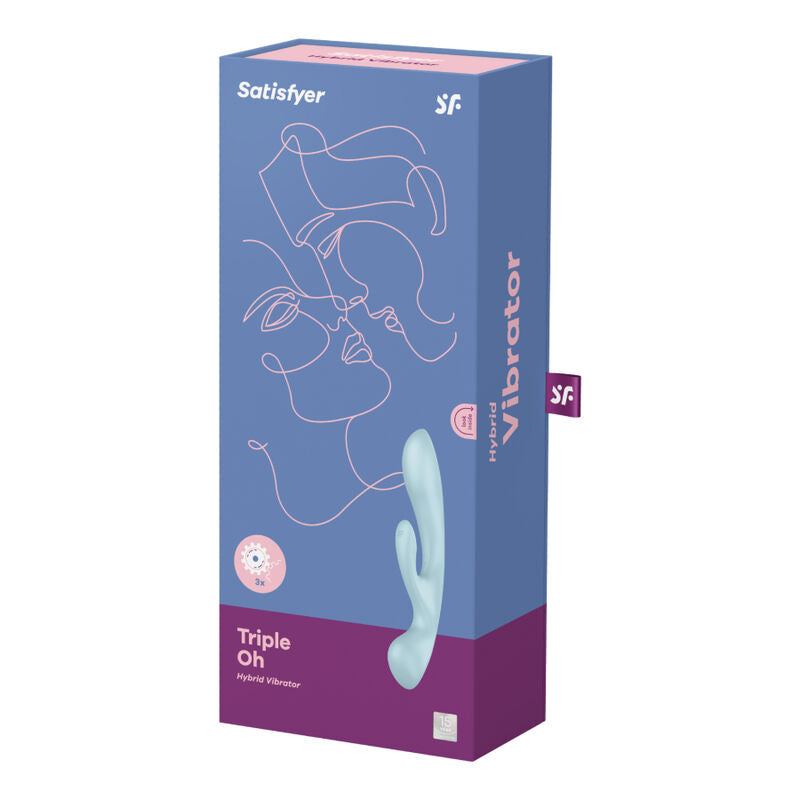 Estimulador Duplo Usb Satisfyer Triple Oh Hybrid Azul