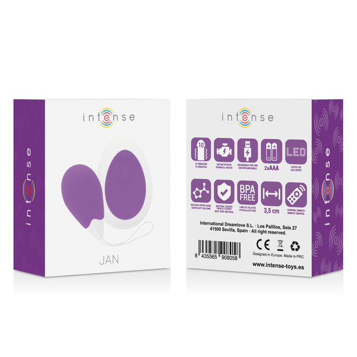 Estimulador Ovo Vibração Usb Intense Jan Roxo Controlo Remoto