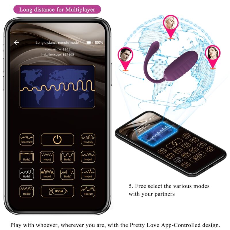 Estimulador Ovo Vibração Usb Pretty Love Casper Controlo Remoto App