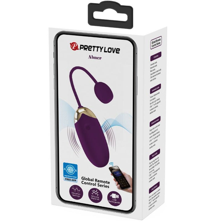 Estimulador Ovo Vibração Usb PrettyLove Abner Roxo Controlo Remoto App