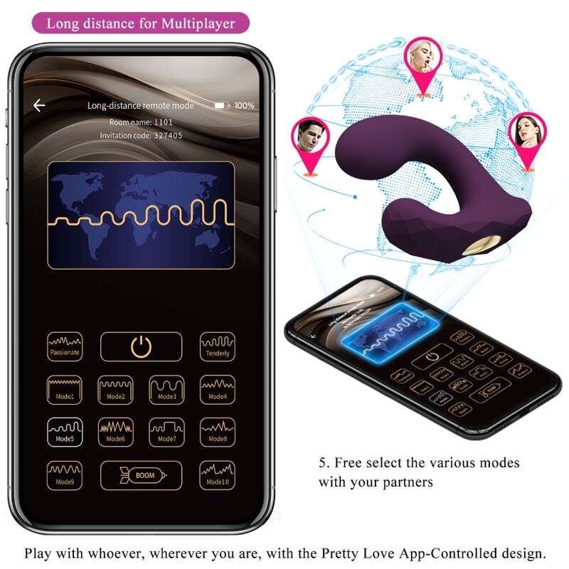 Estimulador Ovo Vibração Usb PrettyLove Billy Controlo Remoto App