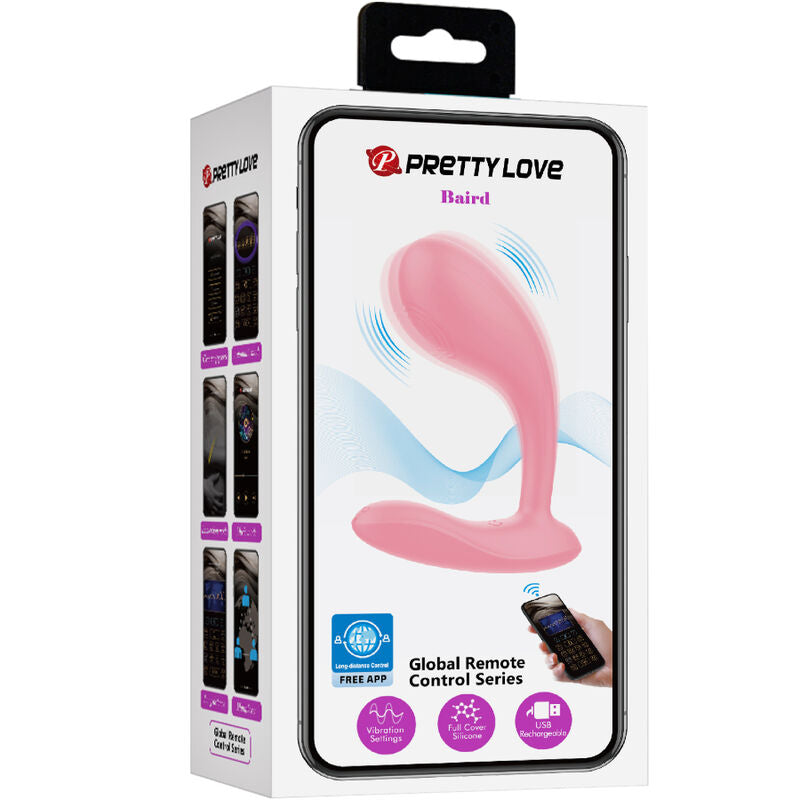 Estimulador Ovo Vibração Usb Prettylove Baird Rosa Controlo Remoto App