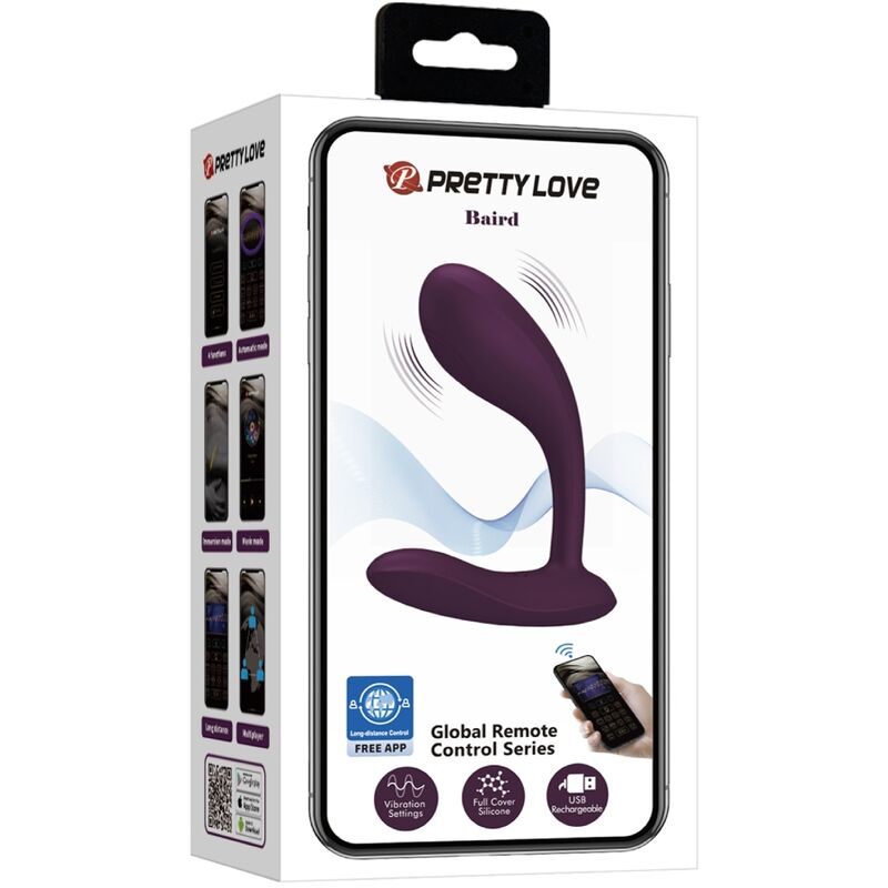 Estimulador Ovo Vibração Usb Prettylove Baird Roxo Controlo Remoto App