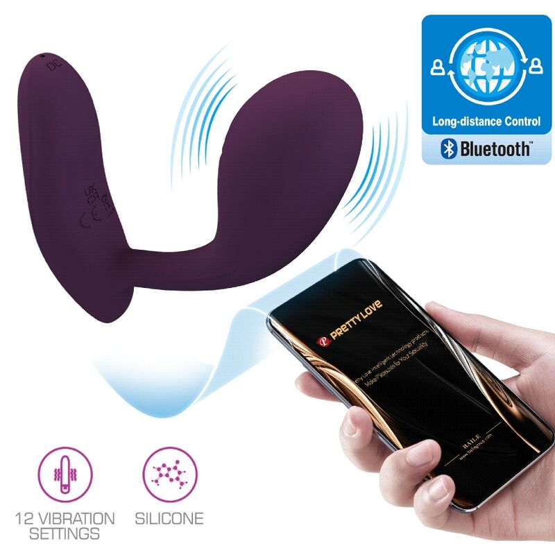 Estimulador Ovo Vibração Usb Prettylove Baird Roxo Controlo Remoto App