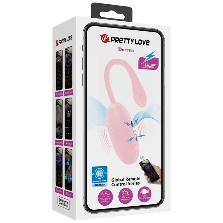 Estimulador Ovo Vibração e Eletroestimulação Usb Prettylove Doreen Rosa Pastel Controlo Remoto App