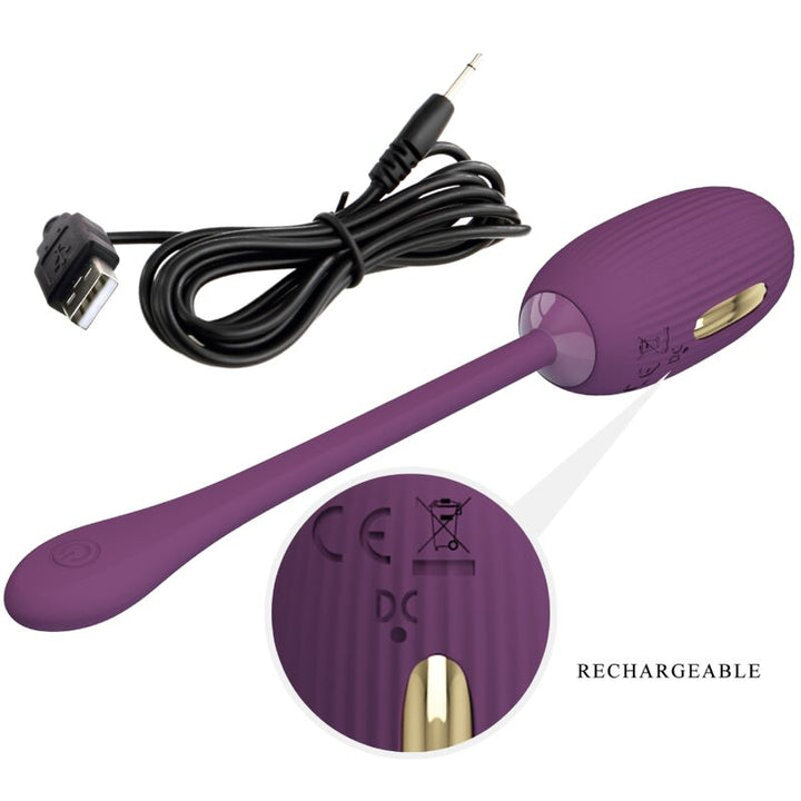 Estimulador Ovo Vibração e Eletroestimulação Usb Prettylove Doreen Roxo Controlo Remoto App