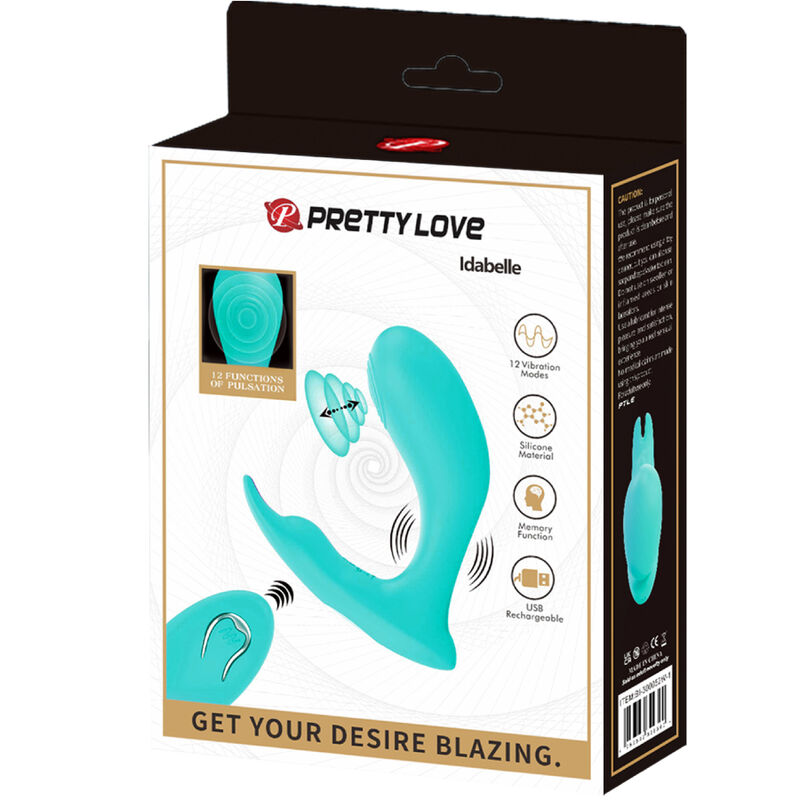 Estimulador Ovo Vibração e Movimento Pulsação Usb Prettylove Idabelle Azul