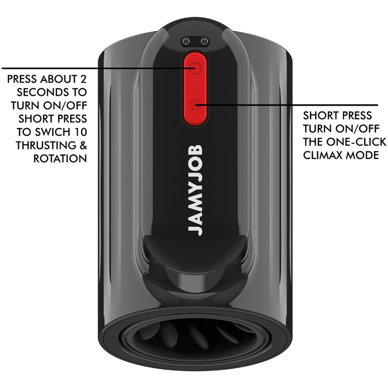 Masturbador Usb Movimento Telescópico, Rotação e Vibração Jamyjob Vortex