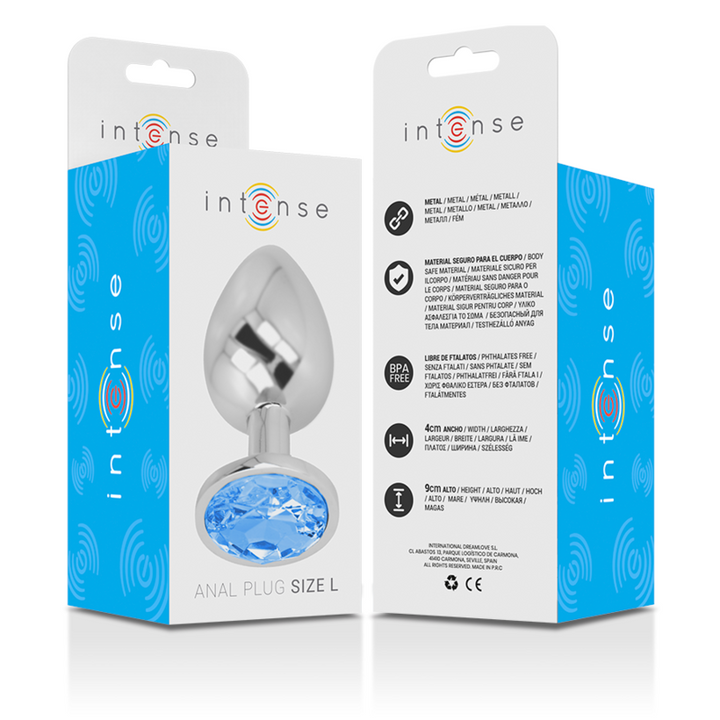 Plug Anal Metal Jóia Intense Azul L