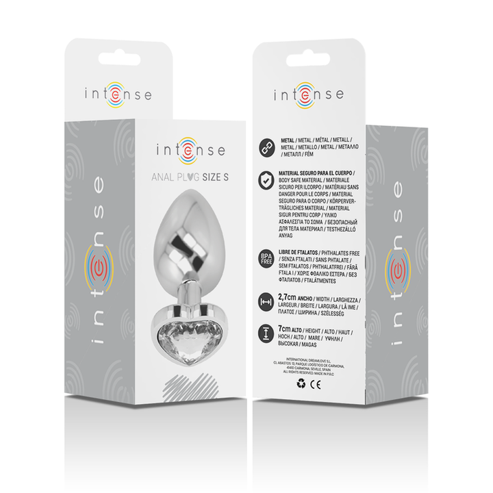 Plug Anal Metal Jóia Intense Coração Transparente S