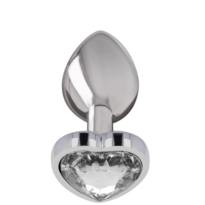 Plug Anal Metal Jóia Intense Coração Transparente S