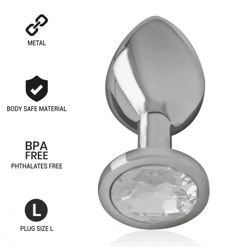 Plug Anal Metal Jóia Intense Transparente L