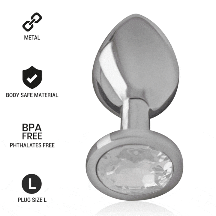 Plug Anal Metal Jóia Intense Transparente L