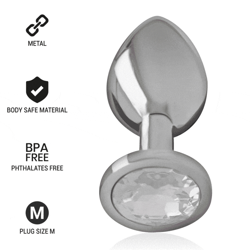Plug Anal Metal Jóia Intense Transparente M