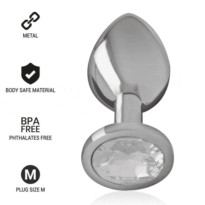 Plug Anal Metal Jóia Intense Transparente M