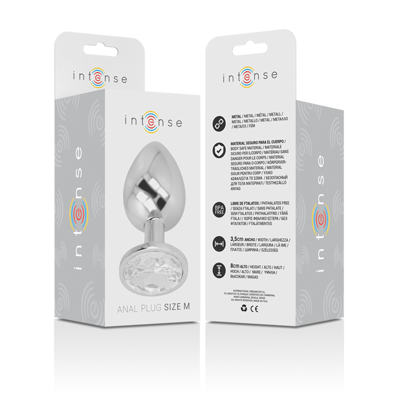 Plug Anal Metal Jóia Intense Transparente M