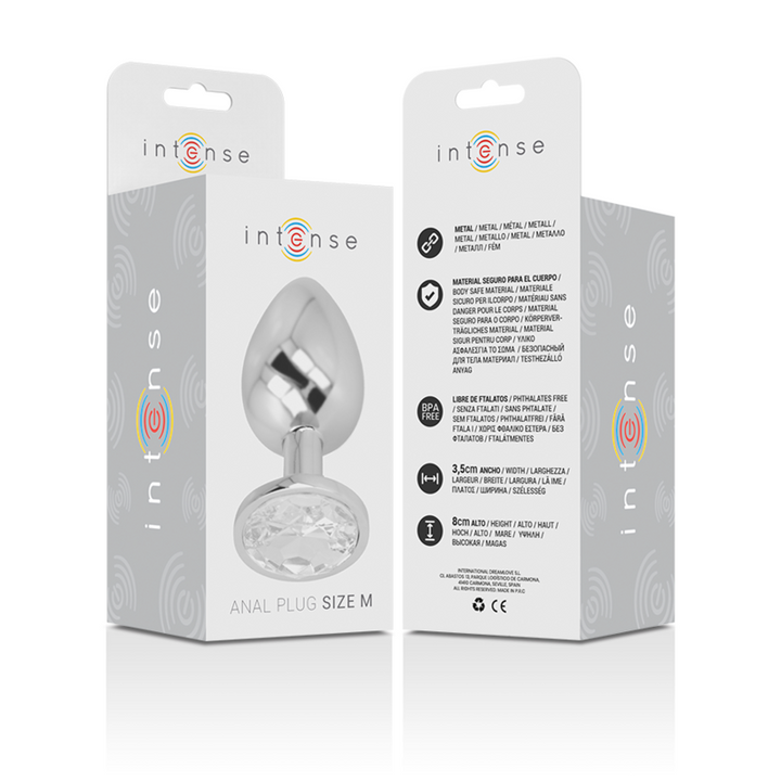 Plug Anal Metal Jóia Intense Transparente M