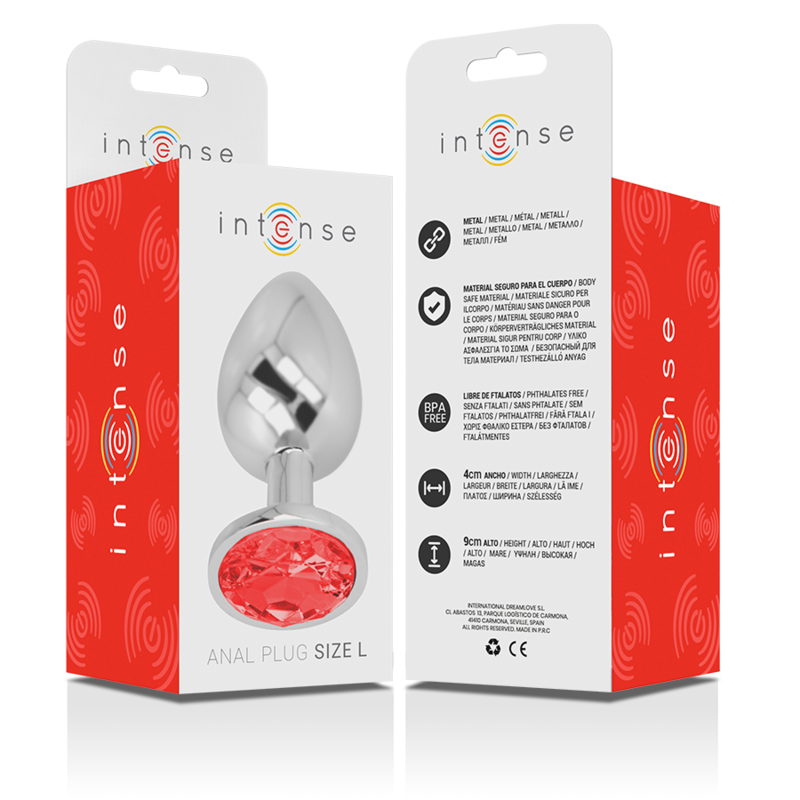 Plug Anal Metal Jóia Intense Vermelho L