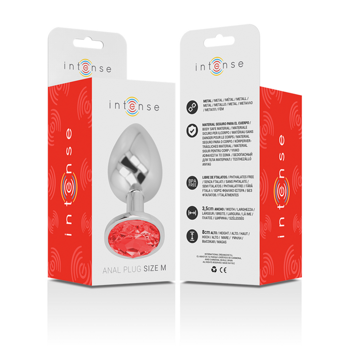 Plug Anal Metal Jóia Intense Vermelho M