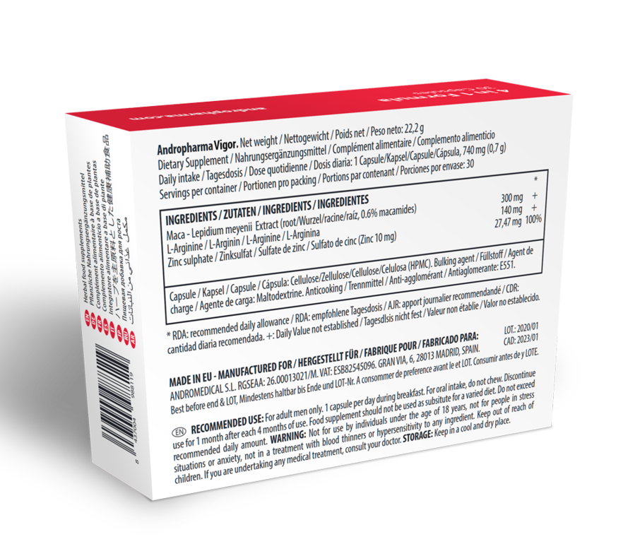 Potenciador Cápsulas Andropharma Vigor 30 Un