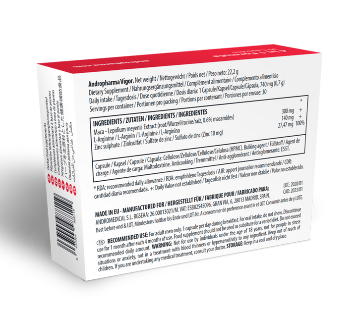 Potenciador Cápsulas Andropharma Vigor 30 Un