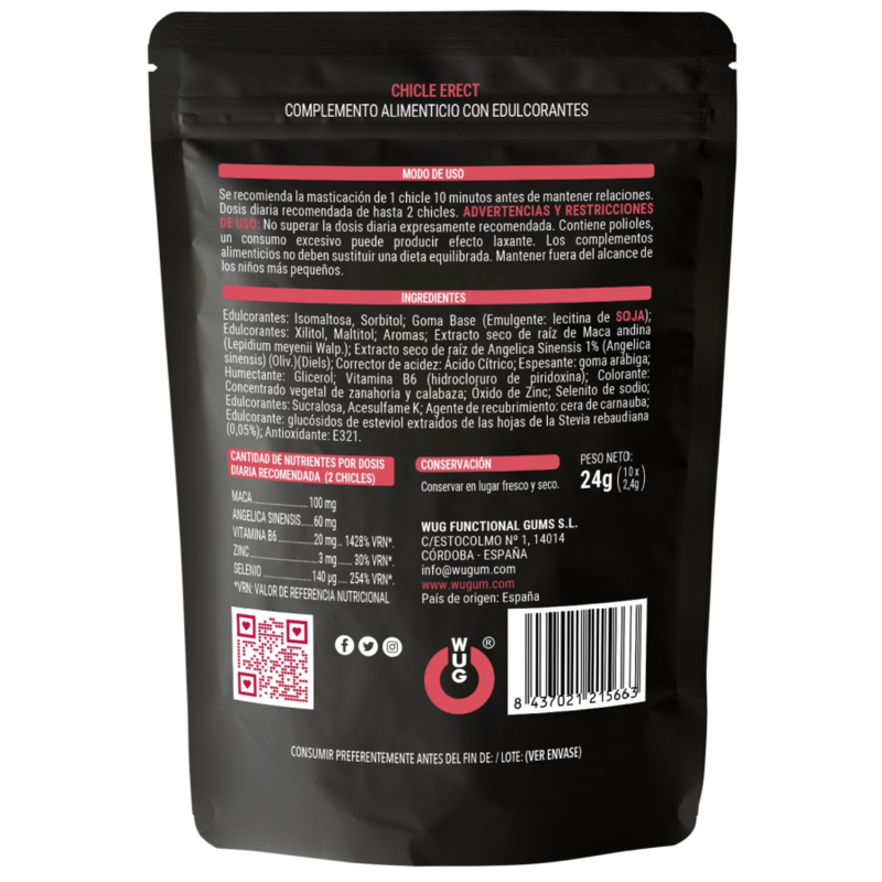 Potenciador Pastilhas Wug Gum Erect 10 Un
