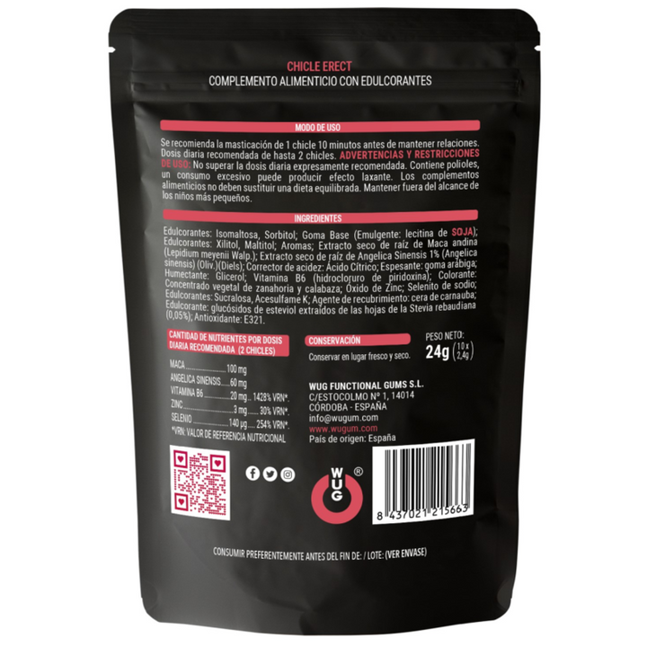 Potenciador Pastilhas Wug Gum Erect 10 Un