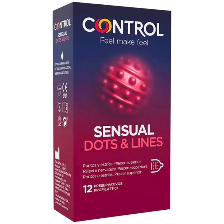 Preservativos Pontilhados e Listrados Control 12 Un