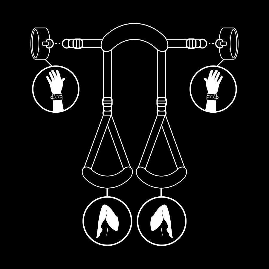 Restrição Ajustável Algemas e Abertura Pernas Fetish Submissive