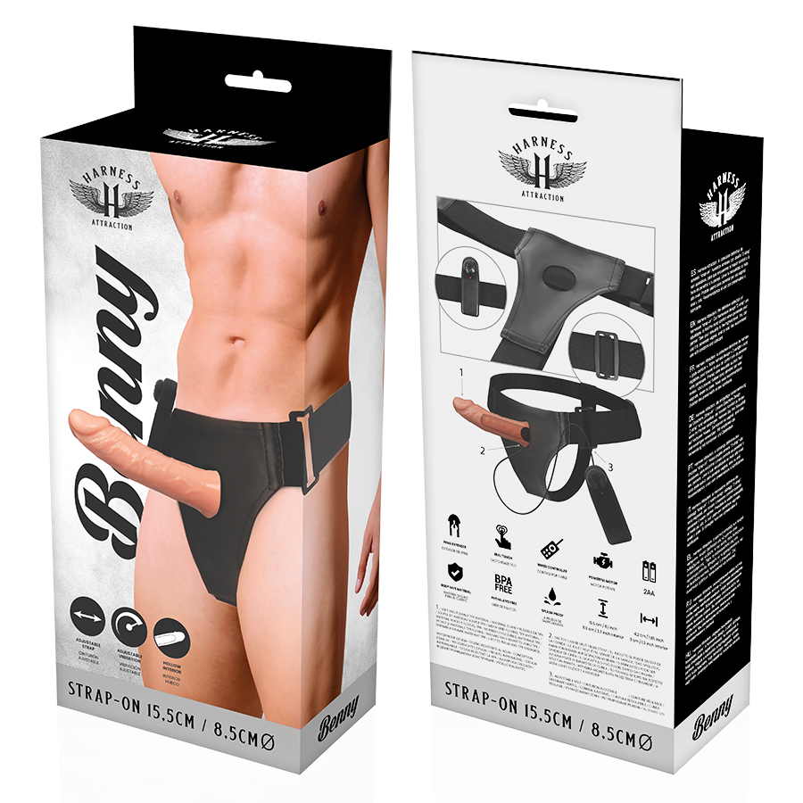 Strap-On Oco Vibração Pilhas Harness Attraction Benny