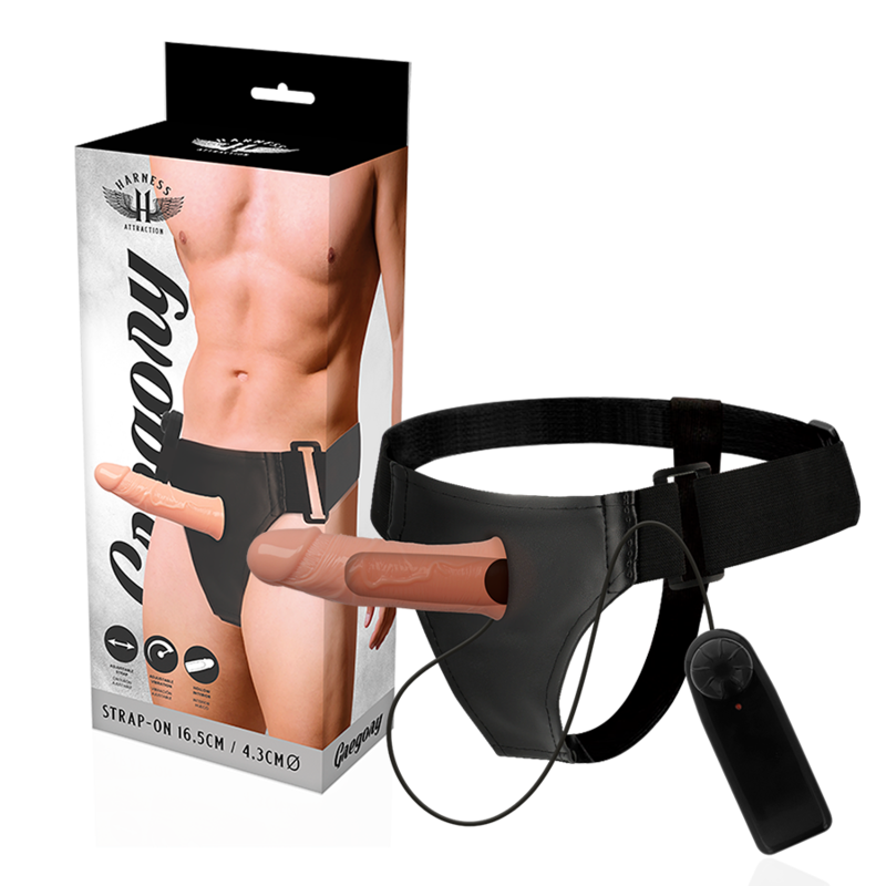 Strap-On Oco Vibração Pilhas Harness Attraction Gregory