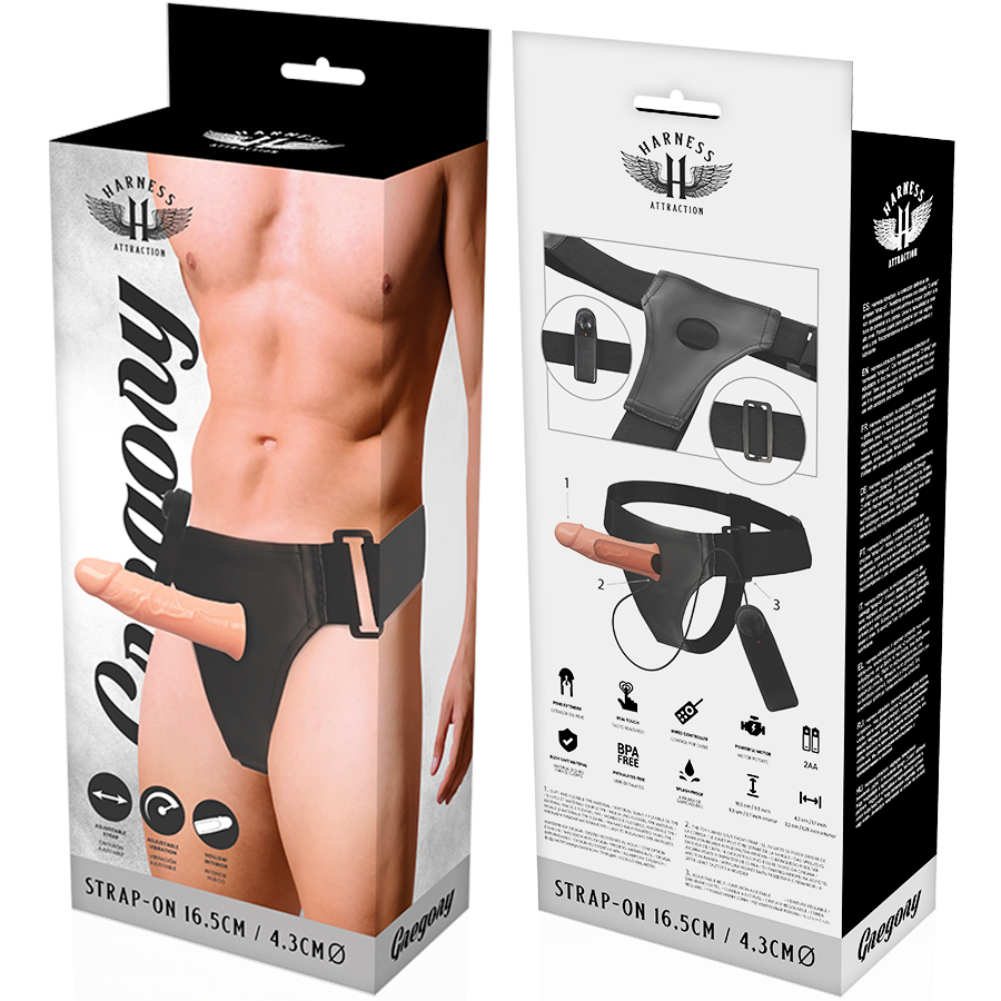 Strap-On Oco Vibração Pilhas Harness Attraction Gregory