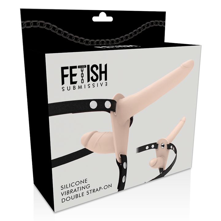 Strap-On Usb Duplo Vibração Fetish Submissive Double Penetrix Bege