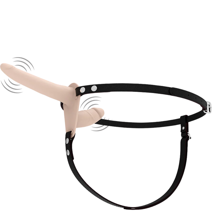 Strap-On Usb Duplo Vibração Fetish Submissive Double Penetrix Bege