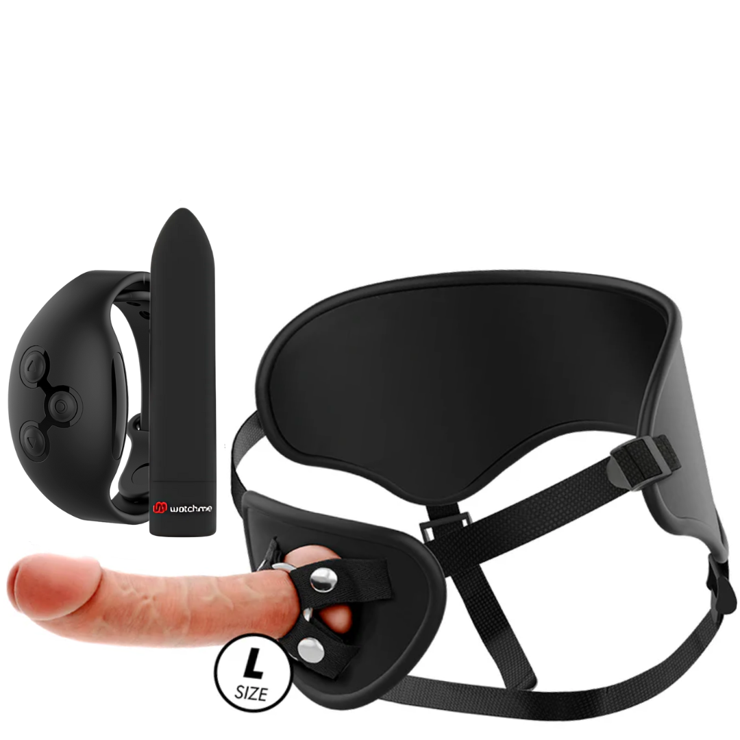 Strap-On Usb Vibração e Bala Vibratória Cyber Strap L Controlo Remoto Watchme