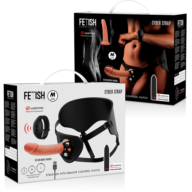Strap-On Usb Vibração e Bala Vibratória Cyber Strap M Controlo Remoto Watchme