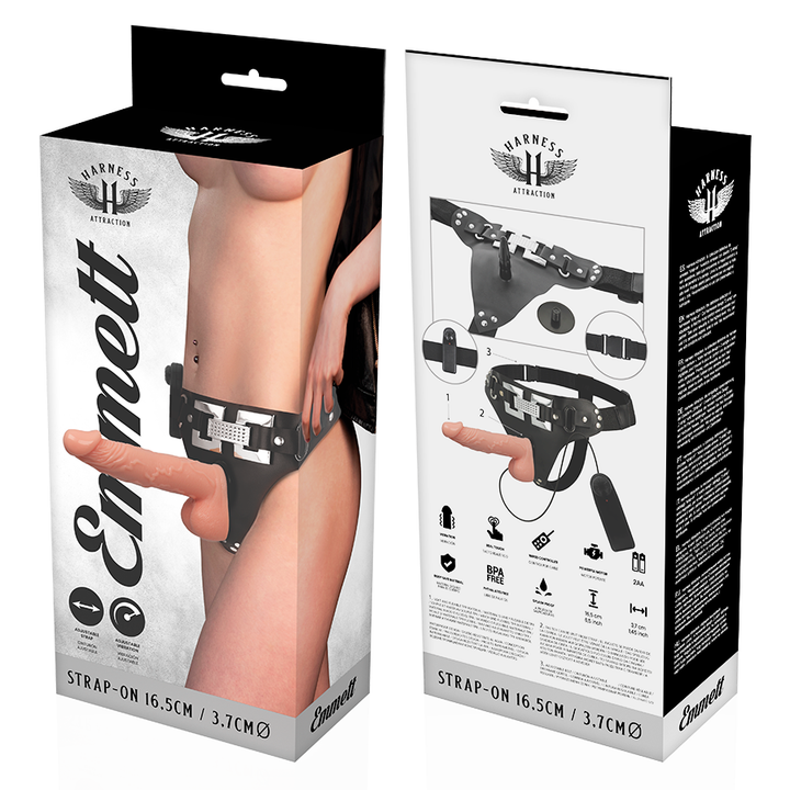 Strap-On Vibração Pilhas Harness Attraction Emmet