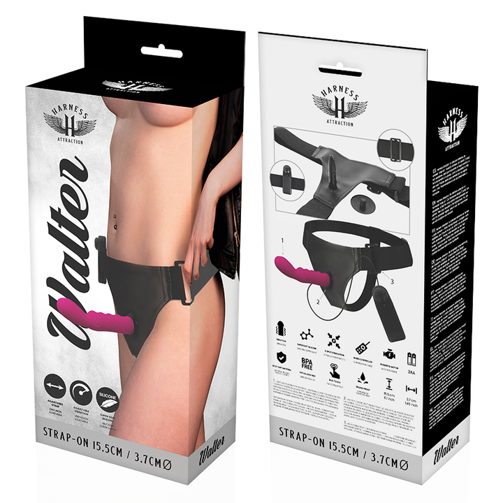 Strap-On Vibração Pilhas Harness Attraction Walter