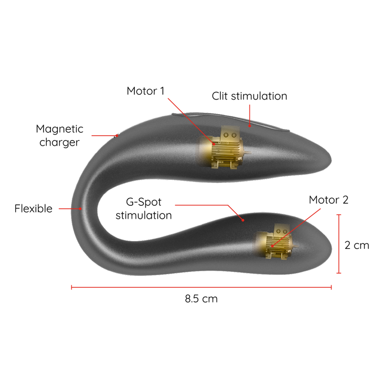 Vibrador Para Casal Usb Oninder Lisboa Preto Controlo Remoto App