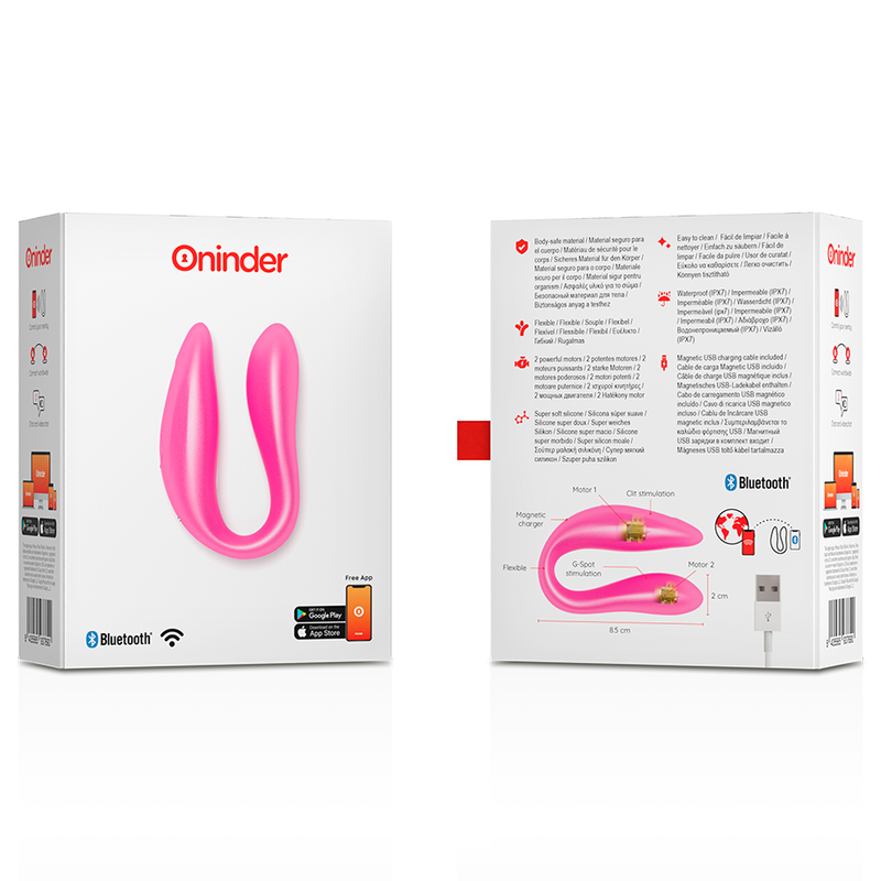 Vibrador Para Casal Usb Oninder Lisboa Rosa Controlo Remoto App