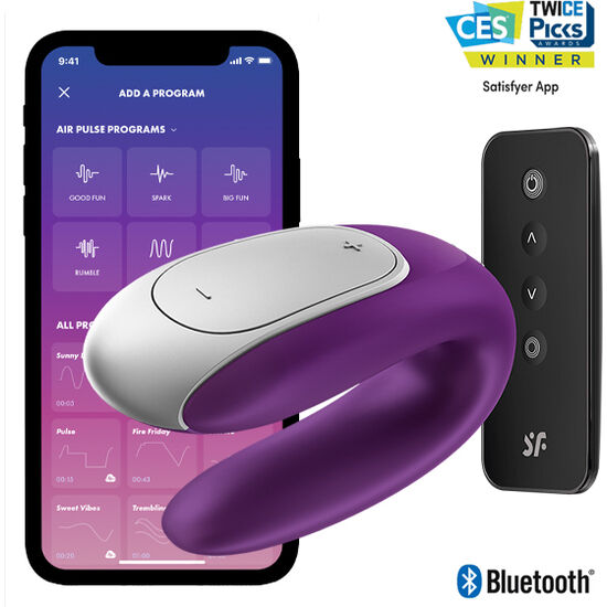 Vibrador Para Casal Usb Satisfyer Double Fun Roxo Controlo Remoto App