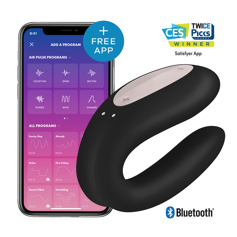 Vibrador Para Casal Usb Satisfyer Double Joy Preto Controlo Remoto App
