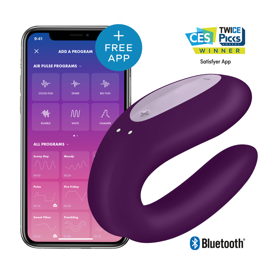 Vibrador Para Casal Usb Satisfyer Double Joy Roxo Controlo Remoto App